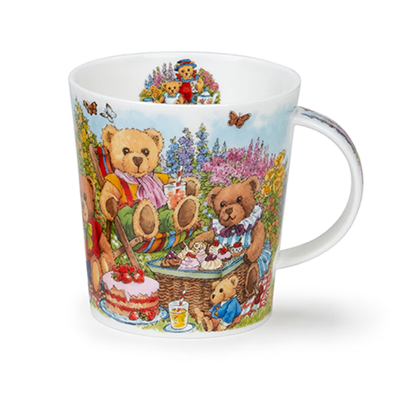 丹侬（DUNOON）骨瓷马克杯英国进口杯子创意泰迪熊野餐咖啡杯情侣杯可爱动物水杯 泰迪熊野餐-花海 320ml