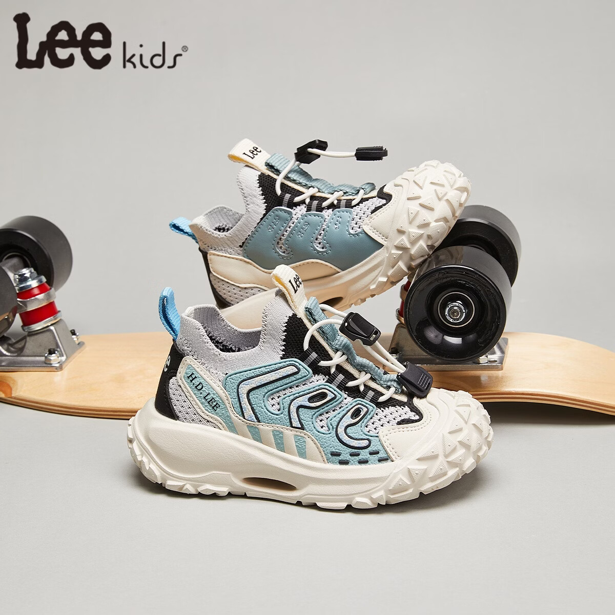 Lee童鞋春夏季新款儿童运动鞋椰子鞋男童休闲跑步鞋女大童 卡其绿 29 【建议脚长176-181mm】