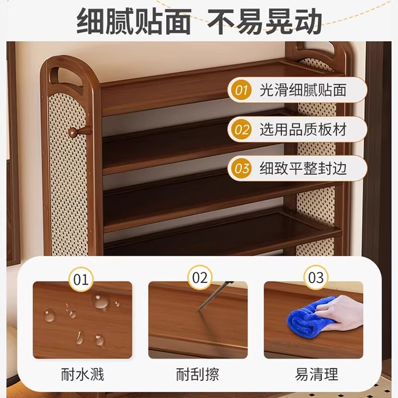 禧竹来鞋架多层家用门口中古鞋柜租房宿舍入户门玄关室内好看鞋子收纳架 茶色-3层50cm【层板加厚支架加固】