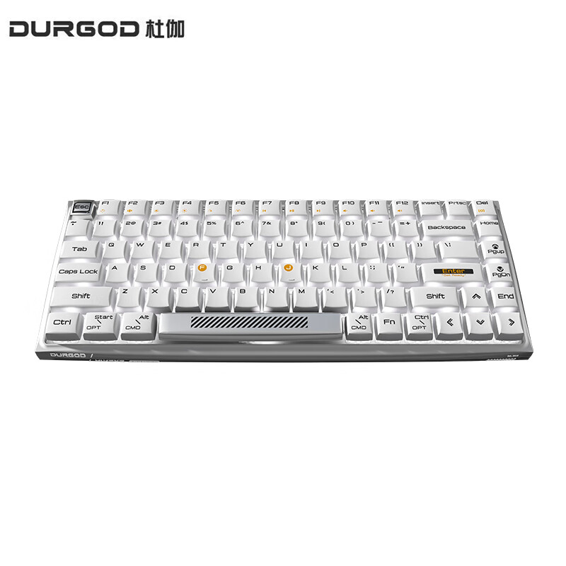 DURGOD杜伽Hi Keys无线蓝牙双模背光机械键盘84键家用办公ipad/Mac男女生生日礼品 银白(白光)线性-静音红轴单光
