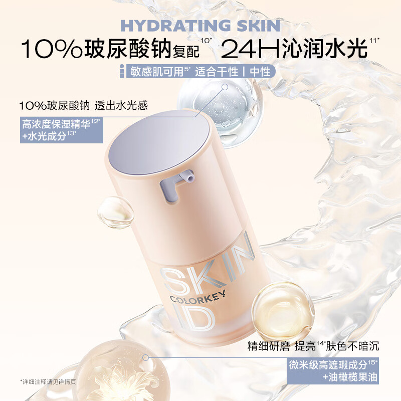Color Key珂拉琪妆前乳原生油皮干皮粉底液礼物(有效期至27年1月30日) 干皮定制沁润粉底液 30g P01粉一白
