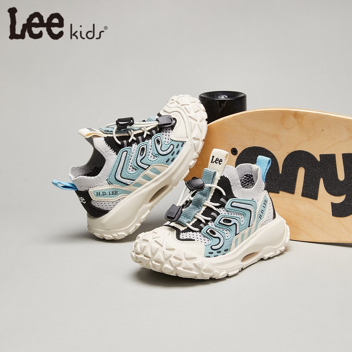 Lee童鞋春夏季新款儿童运动鞋椰子鞋男童休闲跑步鞋女大童 卡其绿 29 【建议脚长176-181mm】
