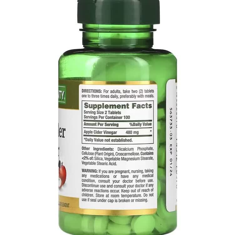 Nature's Bounty自然之宝苹果醋片剂480mg200粒健身补充