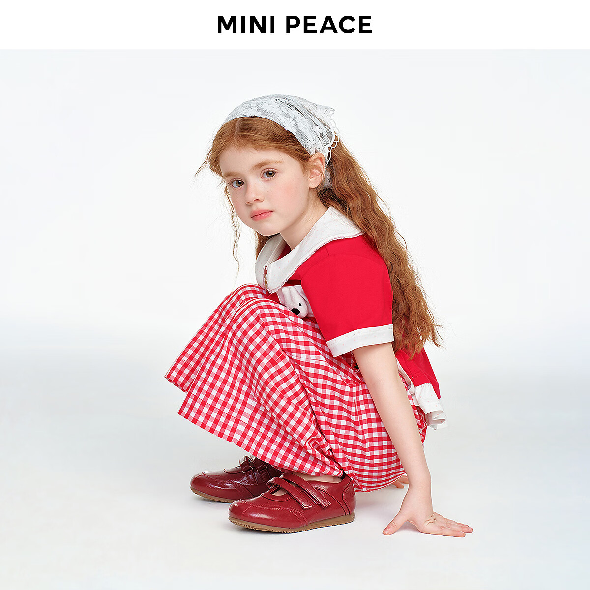 MINIPEACE×卡斯波和丽莎系列女童裤子夏季新款儿童红格子裙裤