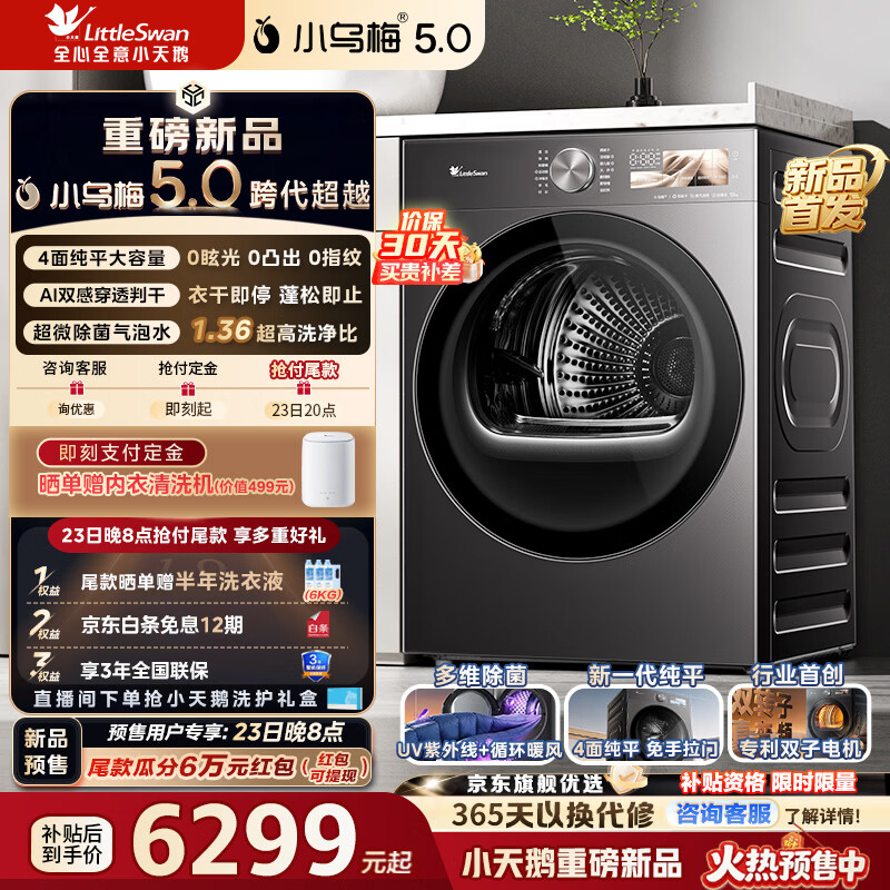 С��죨LittleSwan��С��÷�ȱú�ɻ�����ȫ�Զ�10KG��Ƶ ˫�ؼ��ٺ洿ƽȫǶ������������������ ������ TH10K60��С��÷5.0��