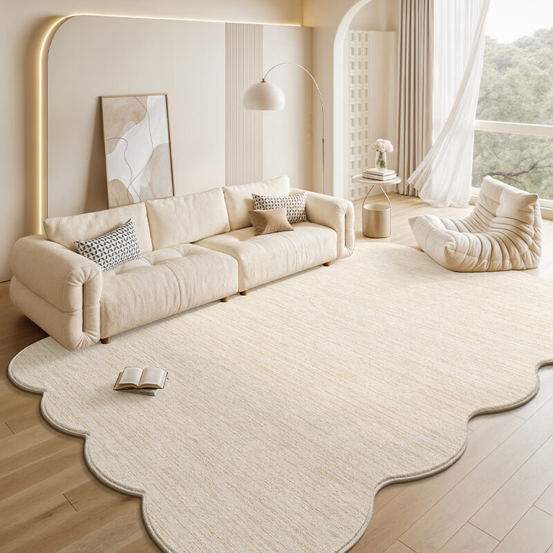 Y U-LIVE地毯客厅奶油风纯色2026新款免洗可擦防水防污沙发异形不规则地垫 S仿羊绒-禾诗异形 200×300cm【热销推荐尺寸]