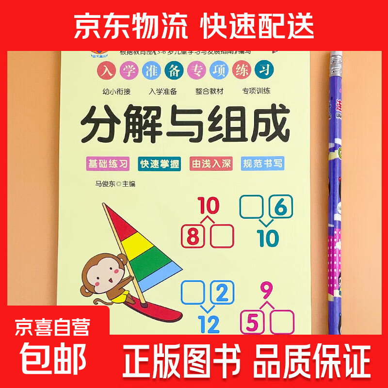 幼小衔接一日一练数学练习题语文拼音分解与组成凑十法借十法看时 专项训练分解与组成单本 无规格