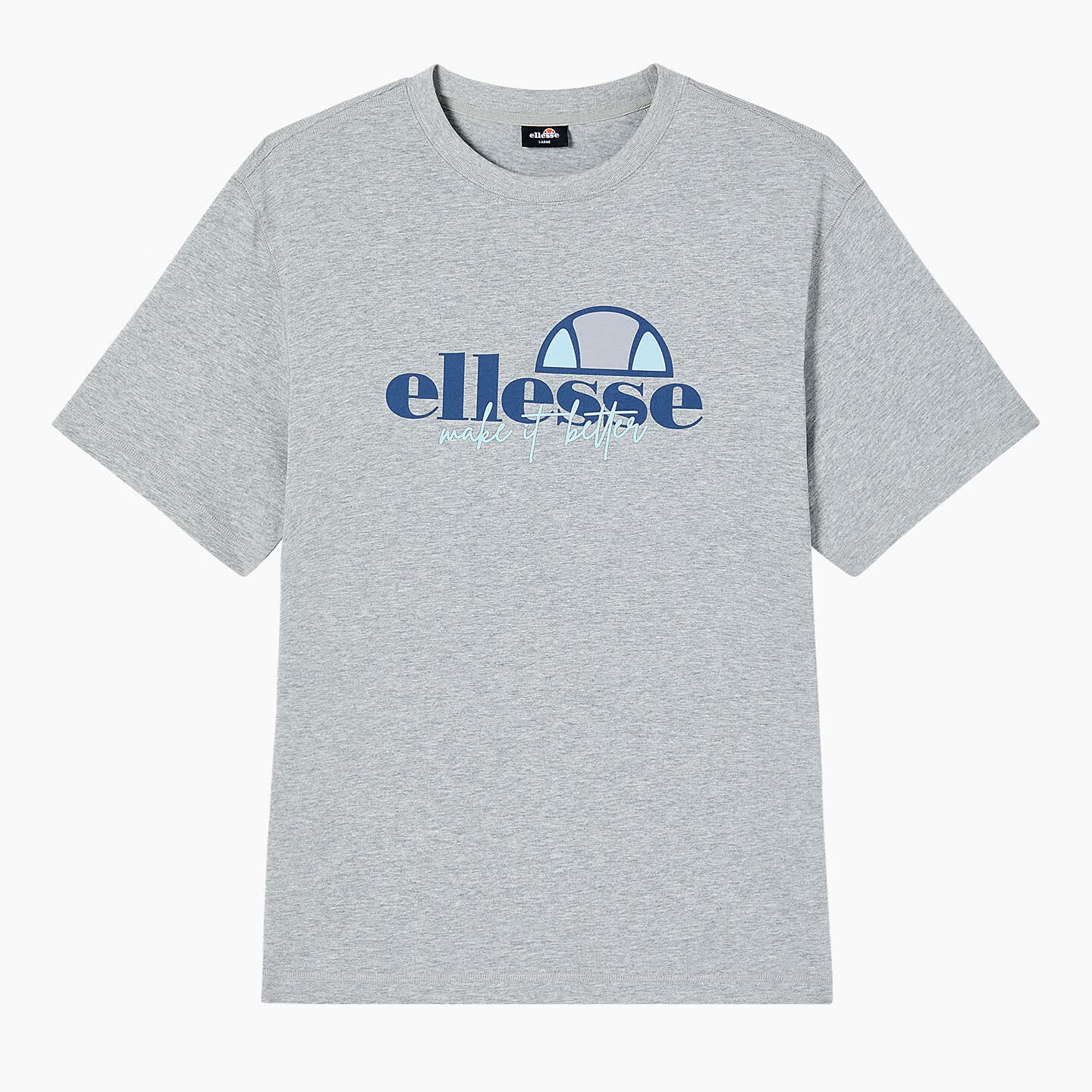 ellesse【真五折】小贝壳情侣款logo字母多巴胺男女款宽松圆领短袖T恤 灰色 2XL