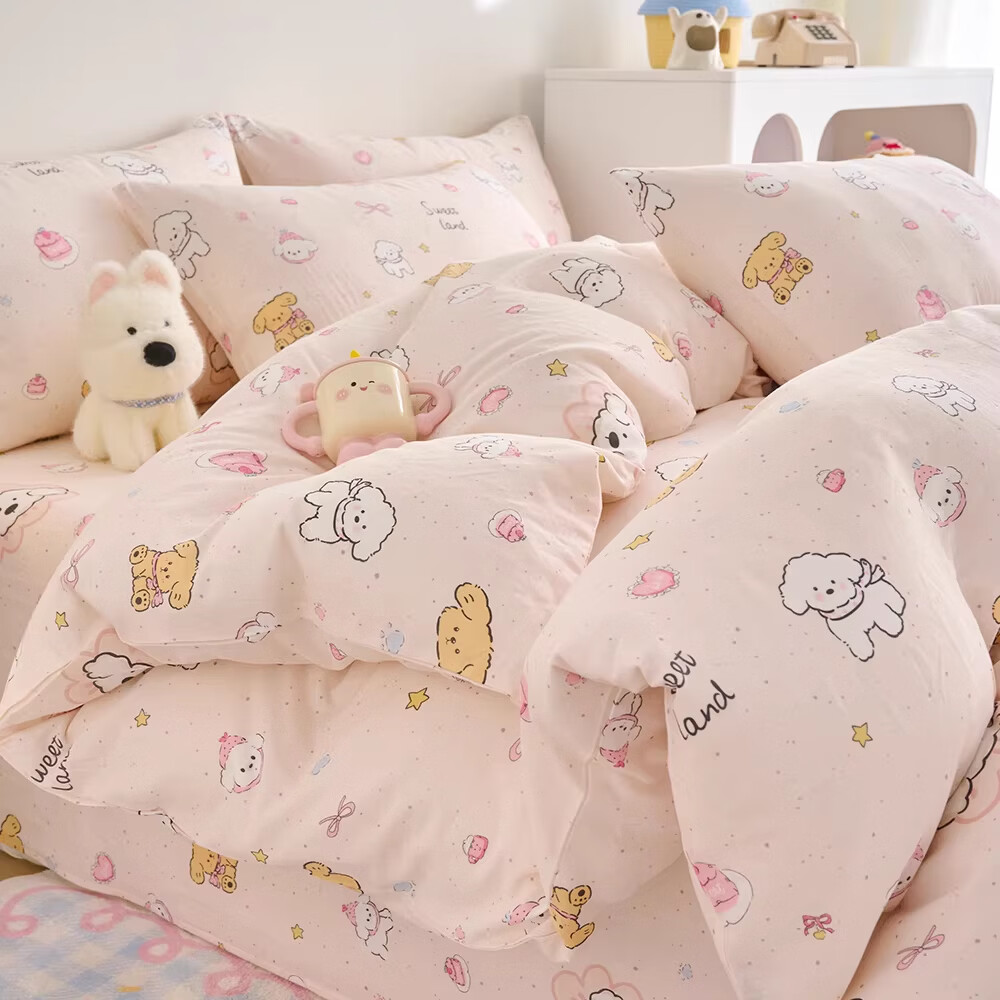 云瑾A类纯棉双层纱儿童被套单件100%全棉被罩卡通被罩 乖乖狗 120x150cm【儿童被套单件】