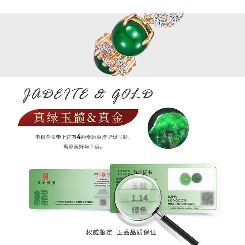 宾爵女表真玉髓珠宝手链手表女款轻奢时尚小表盘腕表高级感送女友礼物 玫瑰金金面-寻光