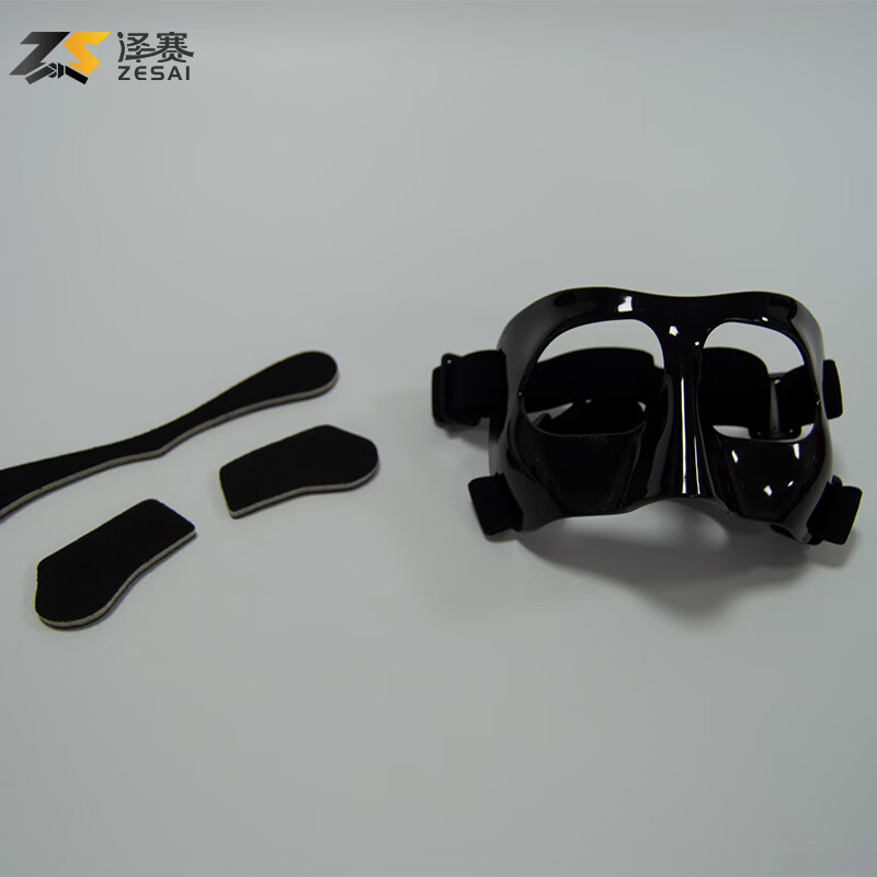 泽赛篮球面罩护鼻面部运动护具 吸汗贴 松紧带 适用对抗运动保护护具 通用款均码儿童成人款篮球护具头戴式装备保护鼻子面部 黑色儿童篮球面罩成人防护面具通用款头戴式篮球面罩