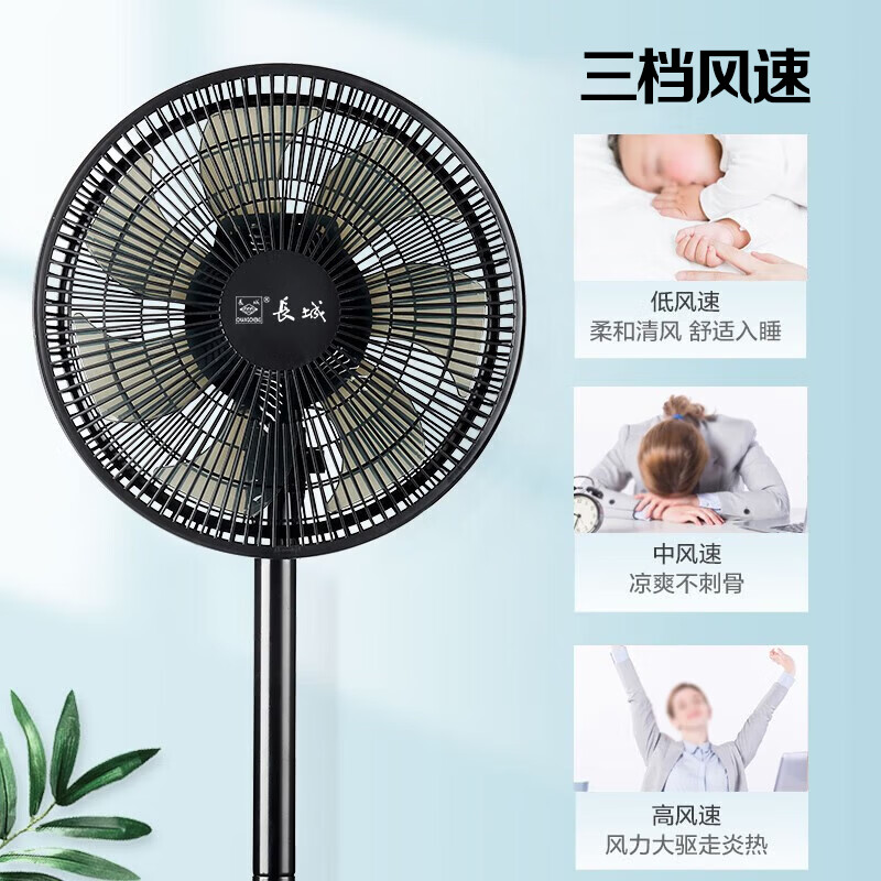 长城电风扇机械落地扇七叶台地两用风扇家用电扇大风量摇头扇风大音轻立式电扇 升级机械台地两用款FS-30（2）p黑