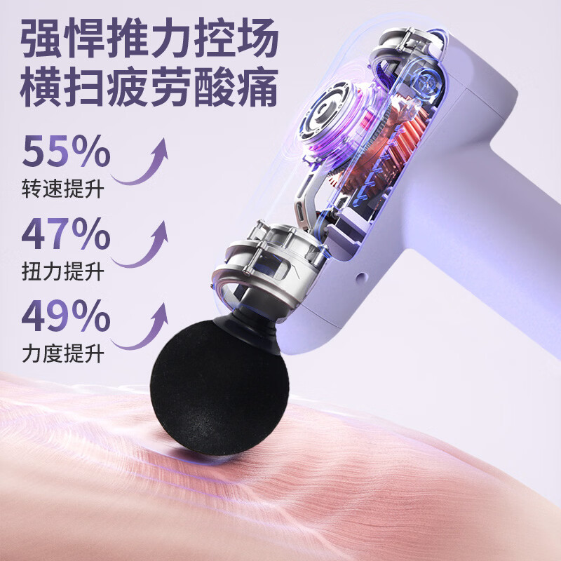 晓念迷你筋膜枪肌肉按摩器多功能电动按摩枪便携式长续航多档调节健身放松肩颈腰背肌送男女友生日礼物 紫色【4款按摩头/多挡调节/持久续航】