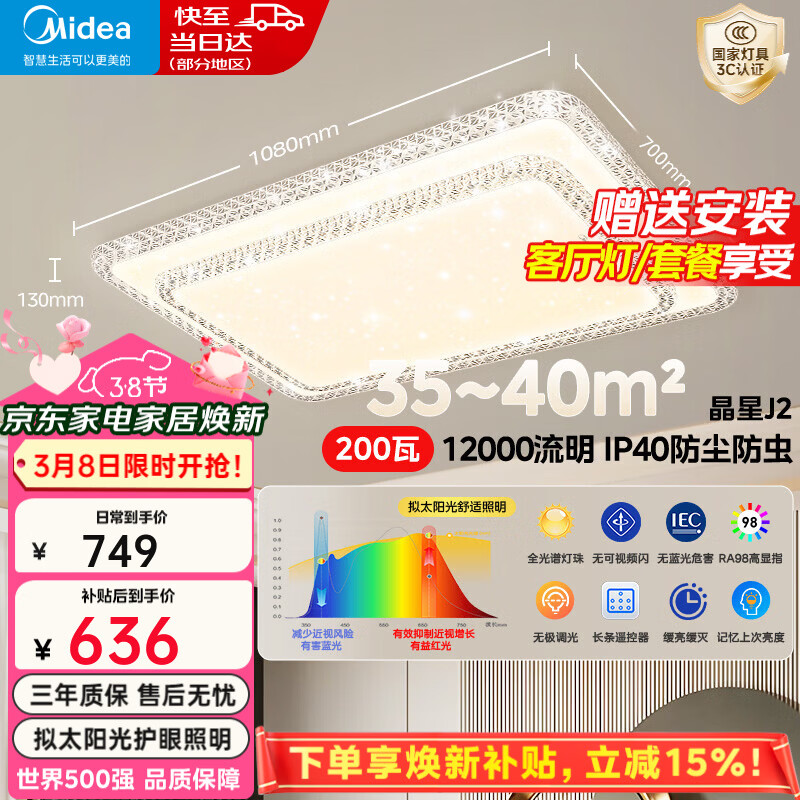 ���ģ�Midea�������ƿ�����Ʊ�ŷ���Ϳ������������ҷ���ƾߴ�ȫ2025�¿�� �ǿص���|200W������|����|��ң�� 374Ԫ