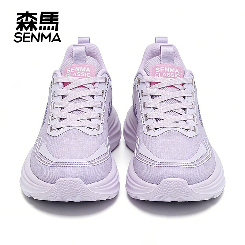森馬（senma）春季新款健步鞋休闲鞋百搭款跑步鞋轻便情侣款透气网面运动鞋男女 粉紫 40