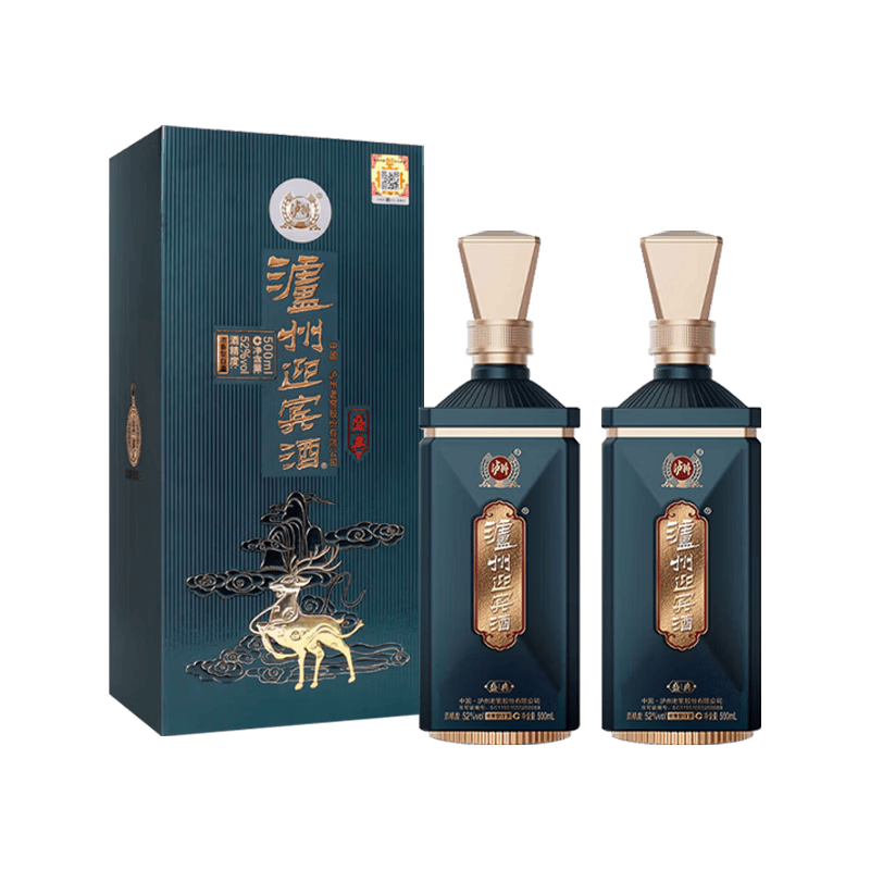 泸州老窖【618大促】浓香型白酒 礼盒装 过节送礼 自喝 商务 聚会 52度 500mL 2瓶 【泸州迎宾酒·盛典 2瓶配礼袋】