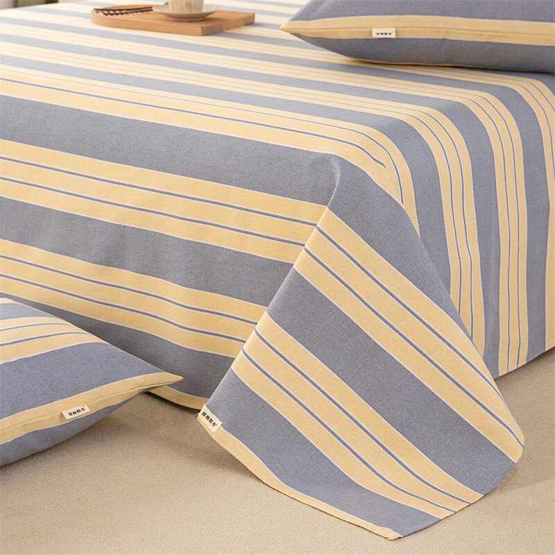 雅鹿加厚老粗布床单单件100原棉亚麻床罩学生宿舍被单三件套单人 温馨 单床单120*230cm