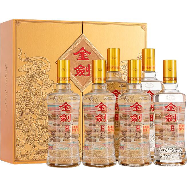 劍南春金劍窖齡酒30濃香型白酒精品純糧酒 禮盒整箱過節(jié)送禮 52度 480mL 6瓶 【金劍晶品 金色禮盒裝*3 原箱1箱】