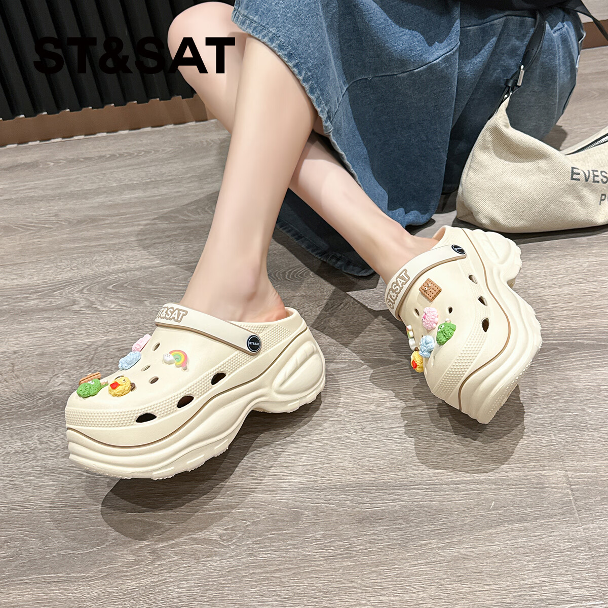 星期六【增高7公分】洞洞鞋女2026夏季新款踩屎感厚底超软增高女凉拖鞋 咖啡色 【彩色小怪物】 39-40