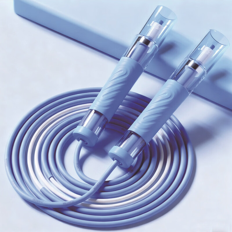 【老师推荐】透明手柄精钢双轴承3.0竞速跳绳学生运动跳绳yp 浅蓝色