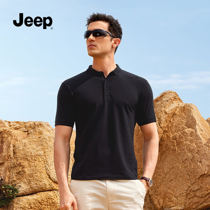 JEEP吉普时尚男装2026年春夏季新款休闲凉感polo衫翻领薄款短袖t恤男 幻影黑 /男女同款 L （175/92A） 京东折扣/优惠券