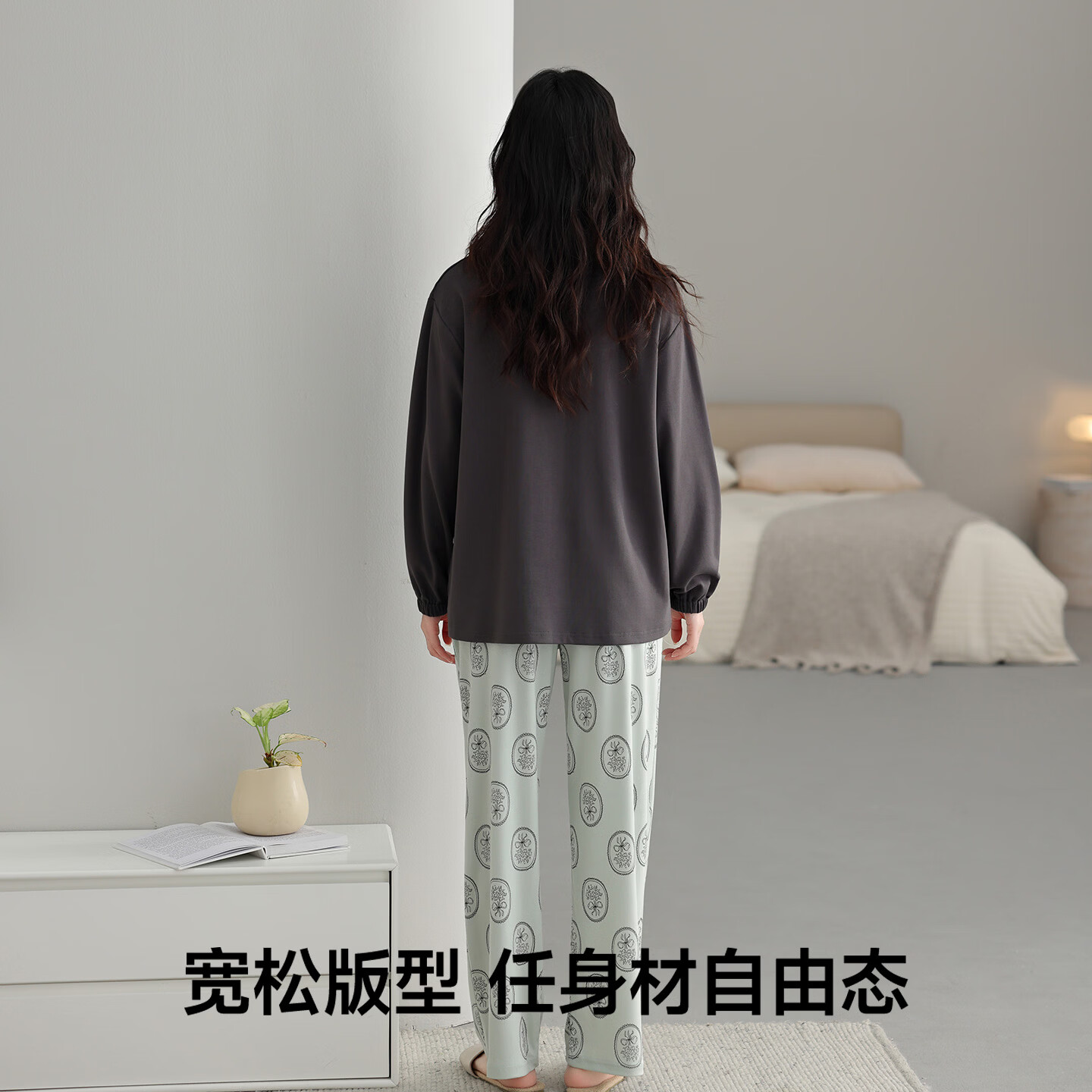 古今（GUJIN）睡衣女士长袖长裤家居服高端高级轻奢可外穿2026年新款春季 深茶棕 纯棉可外穿 2XL 【建议体重140-160斤】