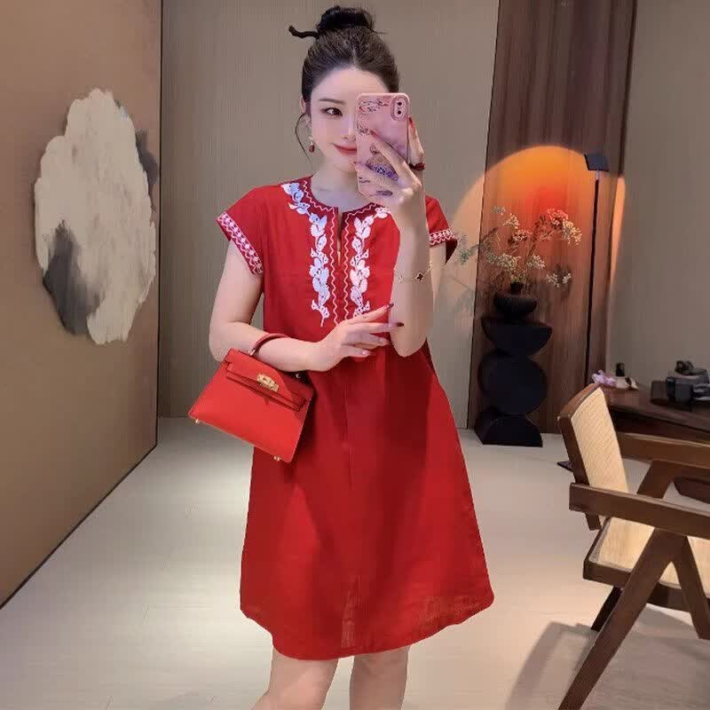 夏典素订女王（SE.PSTP）2026高品质新款高端轻奢大牌夏季棉麻无袖连衣裙新风格今年流行的 复古红 M