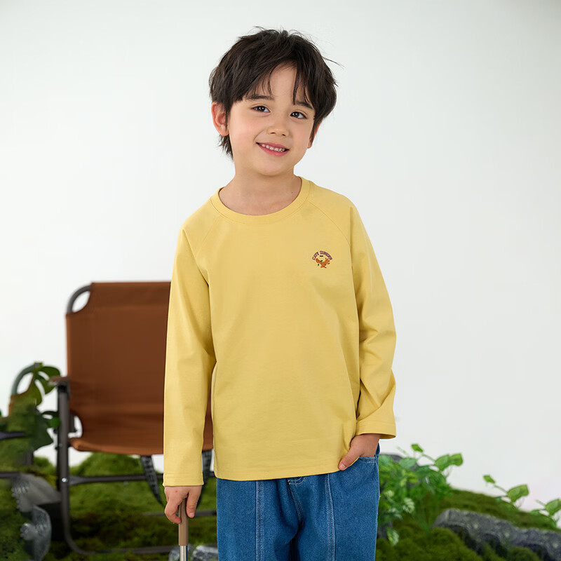 棉花堂（cottontown）【棉感速干】棉花堂童装儿童长袖T恤春秋男童女童A类抗菌速干上衣 米白 90 90/52