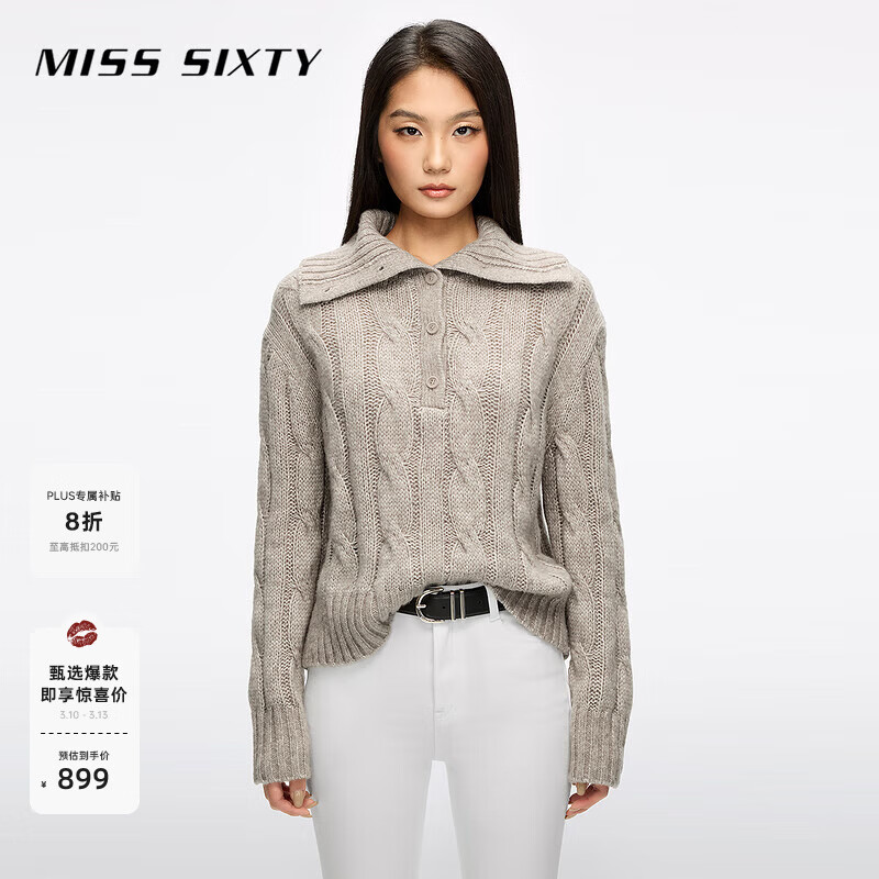 MISS SIXTY2025�����¿���֯��Ůpolo����ë�޻�ĳ���̿�ë�� ���� L 699.2Ԫ