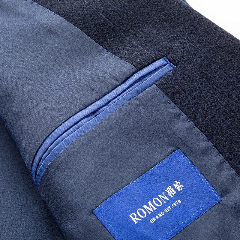 罗蒙休闲小西装男商务修身单西上衣中青年男士西服职业上班外套男正装 藏青色 52 185/100A 【建议160-175斤】