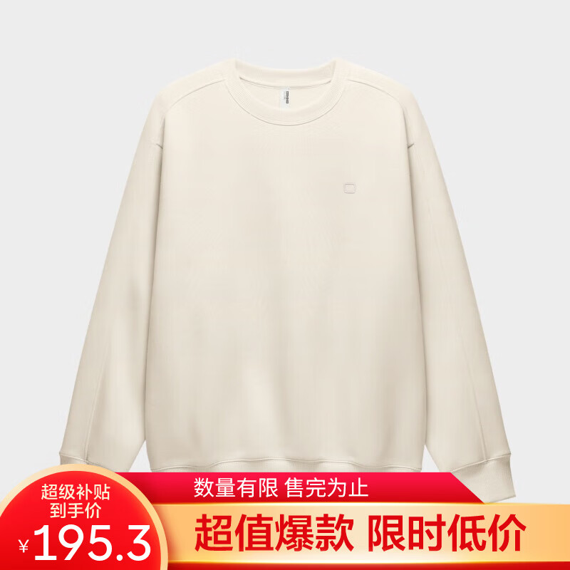 蕉内非常服503Relax男女同款圆领四季卫衣保暖上衣情侣百搭长袖T恤 牙白 L