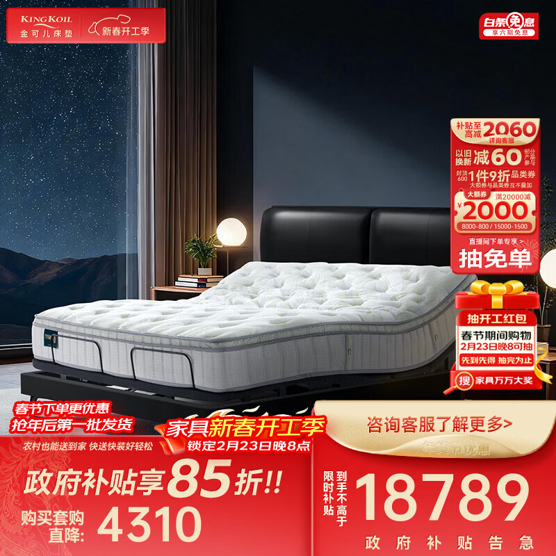 金可儿（Kingkoil）双人床电动床框升降智能真皮床架主卧大床 繁星床架(内嵌电动床) 【二件套】繁星床架(内嵌电动床)&精智2.0电动床架 1.8*2米