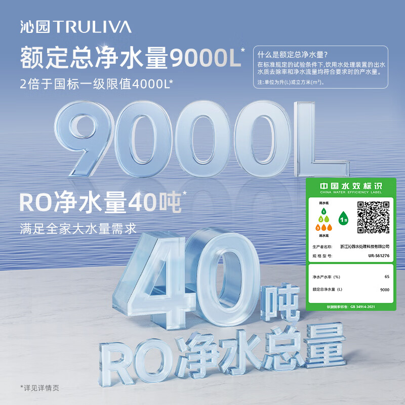 沁园（TRULIVA）家用净水器双子芯1200G 8年RO反渗透过滤器 厨房专用台下用直饮净饮一体机数显龙头UR-S61276 智能屏1200G【8年RO膜】