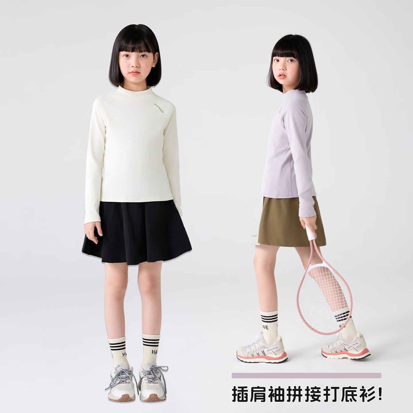 猫人儿童擦肩打底衫女童半高领保暖内衣针织衫中大童上衣春秋冬 黑色 120 【建议身高110-120cm】