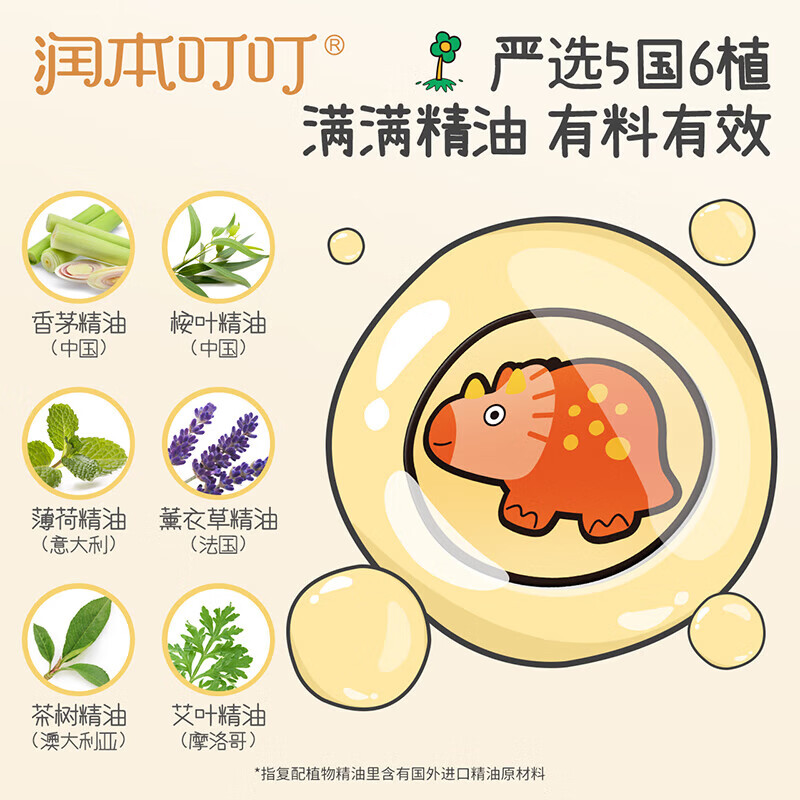 润本（RUNBEN）植物精油贴宝宝儿童学生专用卡通贴成人大人可用户外随身贴纸 【共60贴】恐龙王国60贴