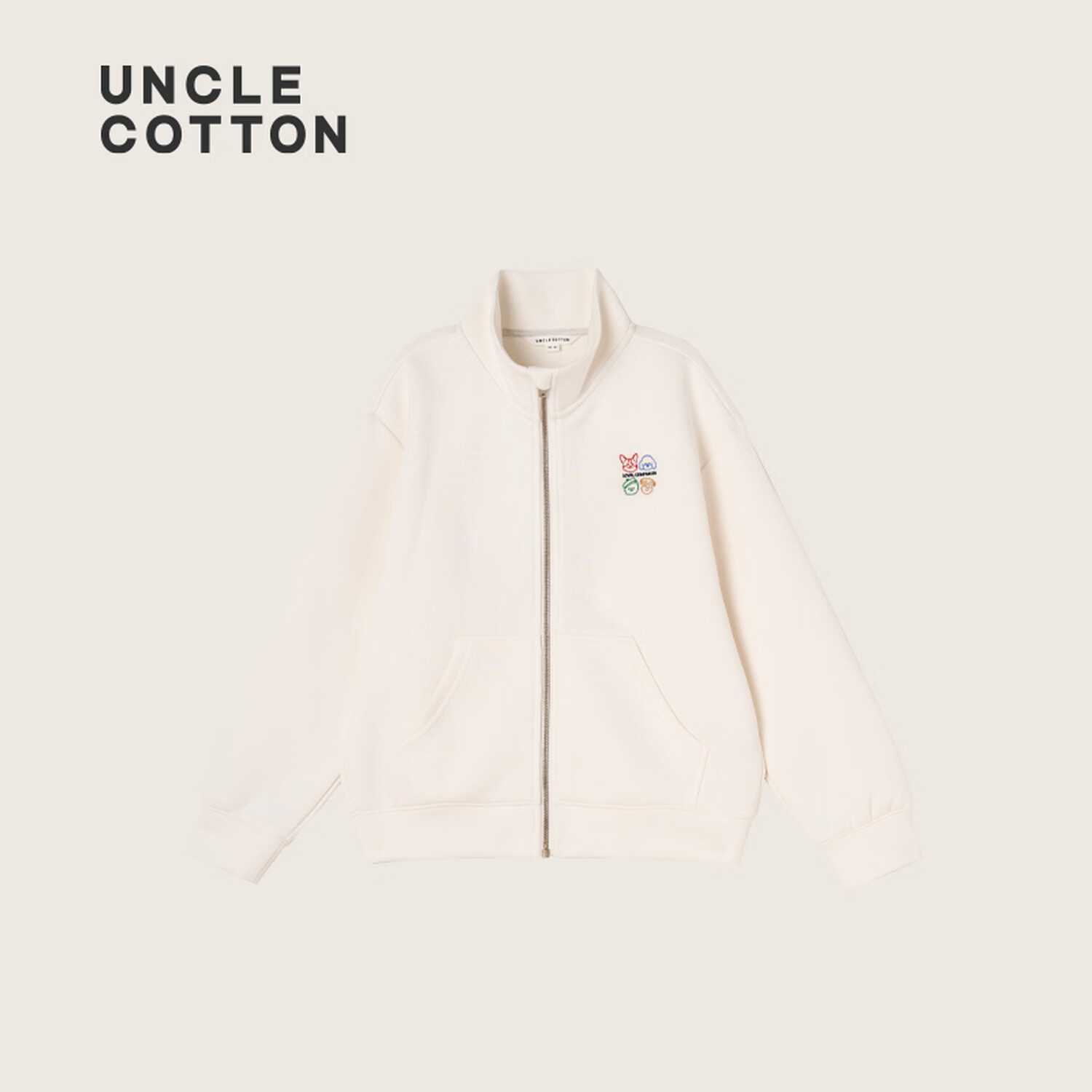 棉叔叔【空气层外套】棉叔叔女童五明治立领落肩廓形外套男童上衣2.24 奶昔白 165 165