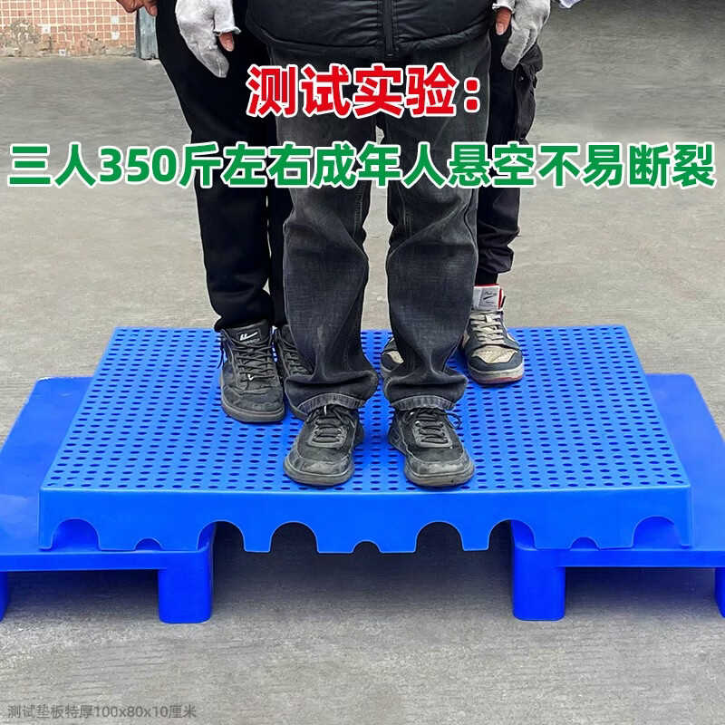 塑料加厚防潮垫板网格仓库冷库宠物垫超市驿站地台板塑胶组合托盘 垫重物推荐-厚款圆孔蓝100*80*10CM无毒无味