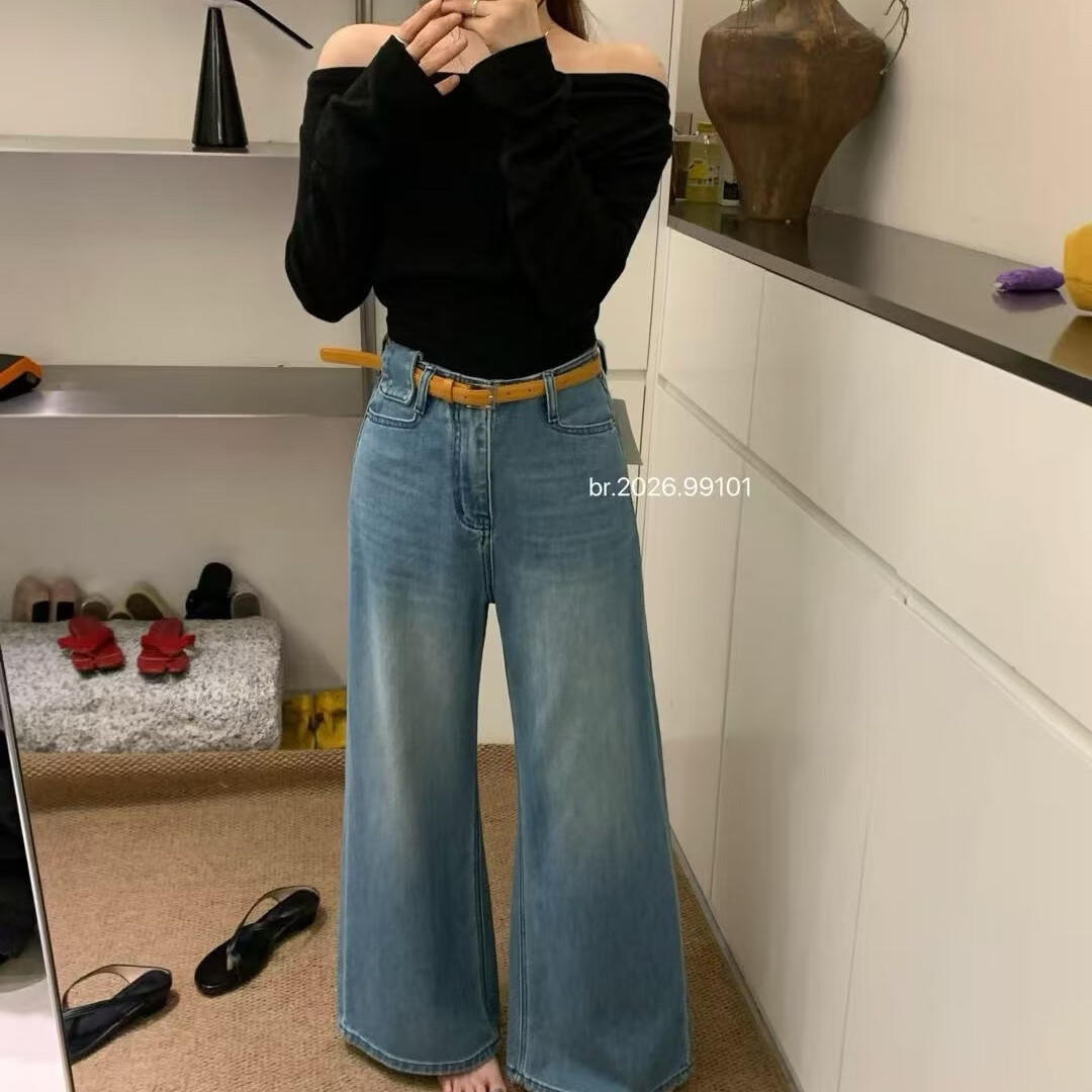 复古蓝牛仔裤女2026 春季小个子高腰宽松直筒显瘦休闲长裤 深蓝色 薄款 XL 125-135 斤