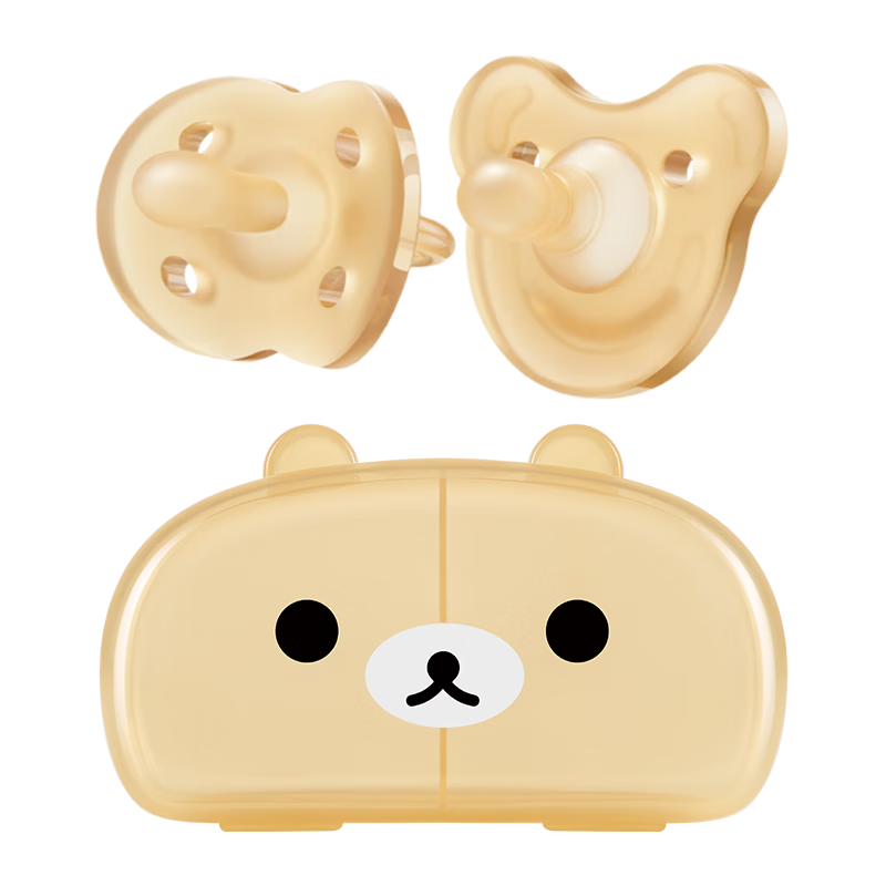 世喜安抚奶嘴0-3-6个月防胀气 新生婴儿日夜用 全硅胶带收纳盒2只装