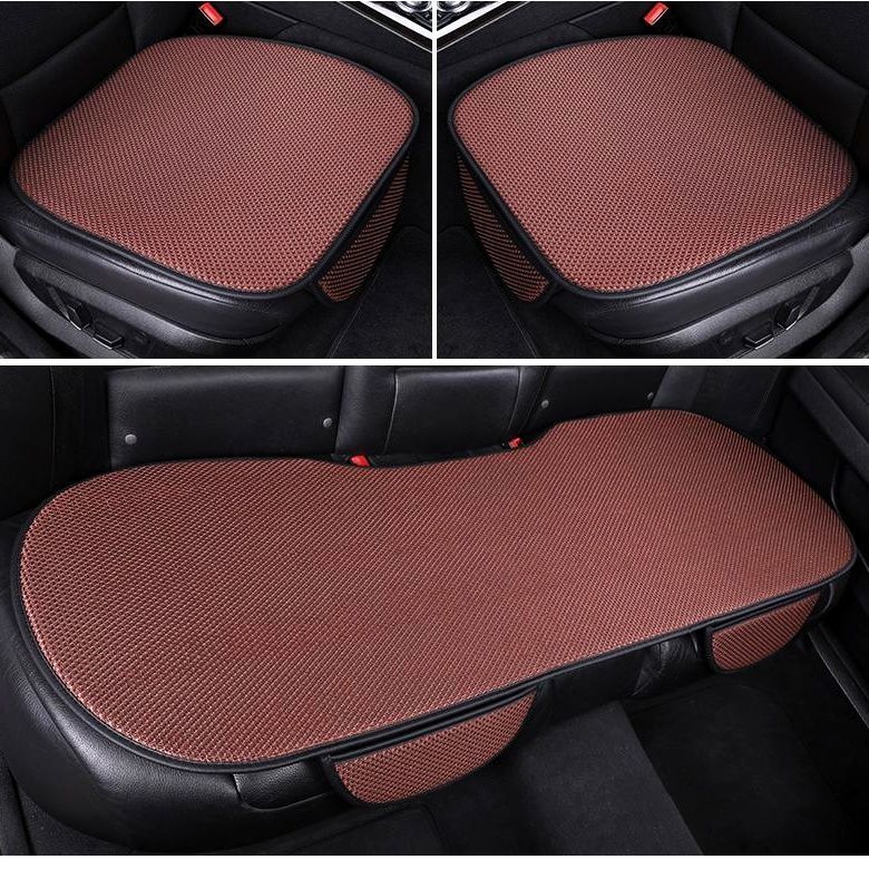 汽车坐垫三件套舒适透气冰丝座椅垫防滑四季汽车座椅座垫汽车坐垫 【高品质冰丝款】咖啡 全车五座三件套