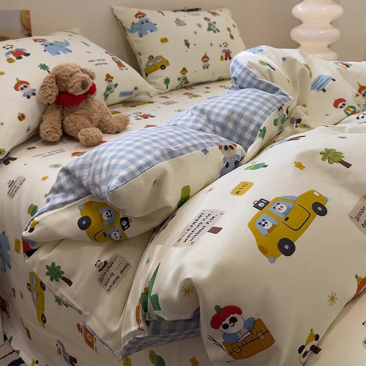 苏萱苹果熊被套单件全棉纯棉2026新款150x200x230cm单人宿舍卡通被罩4 熊猫总动员 单人-被套单件-150x200cm