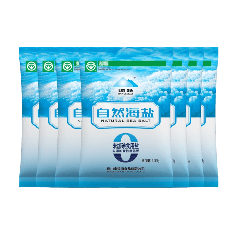 海跃绿色食品级自然海盐400g【未加碘】日晒海盐无抗结剂食用盐 绿色食品级自然海盐400gX7袋
