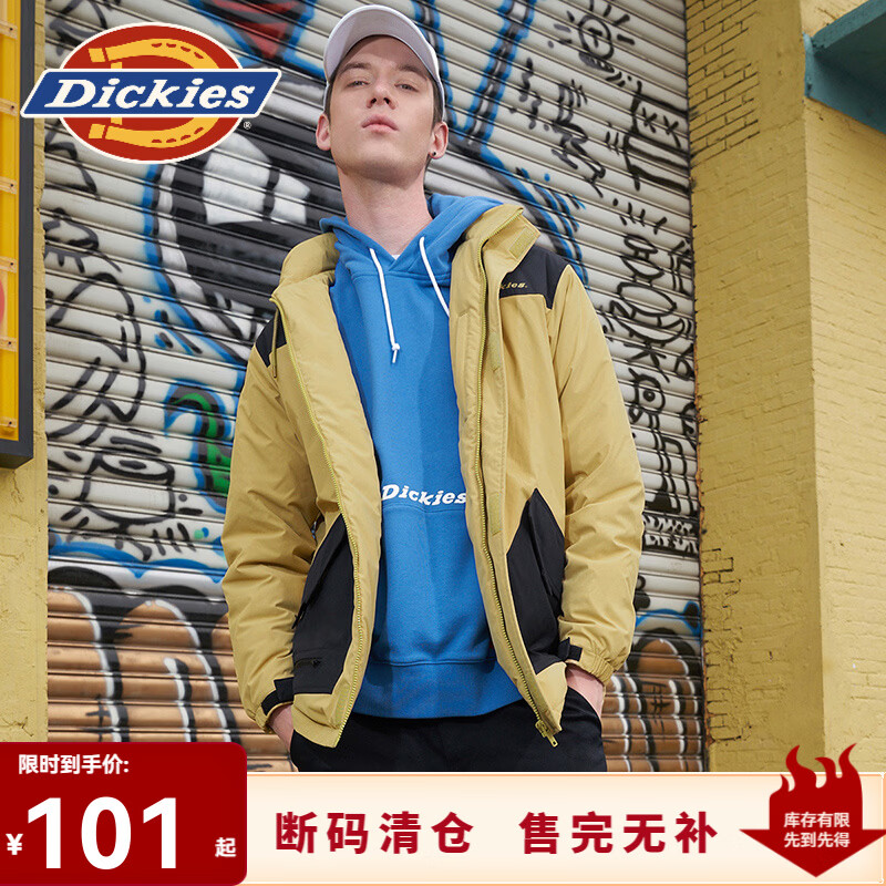 Dickies棉服 拼接撞色多口袋厚外套 男式休闲百搭夹棉夹克  9464 卡其色 （宽松版型） S
