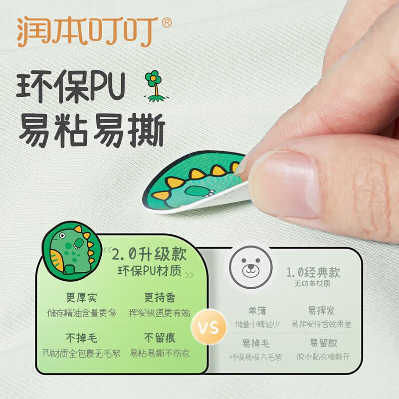 润本（RUNBEN）植物精油贴宝宝儿童学生专用卡通贴成人大人可用户外随身贴纸 【共60贴】恐龙王国60贴