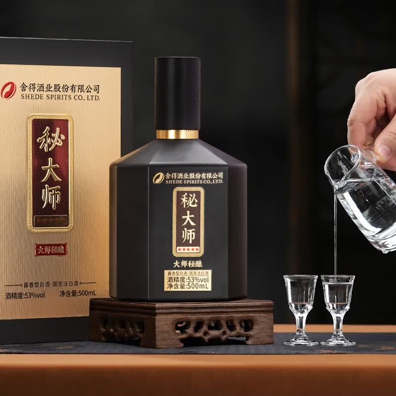 舍得股份 秘大师 大师秘酿 纯粮酿造大师勾调 高端酱香型白酒商务宴请 53%vol 500mL 1瓶 满2瓶赠礼袋