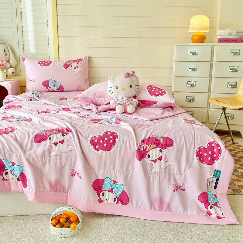 罗曼卡尼儿童卡通A类棉花夏被卡通儿童夏凉被空调被单人被 粉粉美乐蒂 200X230cm