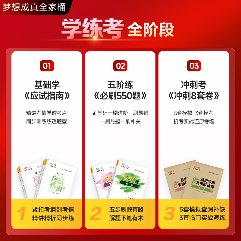 官方直营 正保会计网校cpa教材2026注册会计师全家桶4件套应试指南必刷550题冲刺模拟试卷历年真题库陈庆杰会计审计税法经济财管战略 【学练考】会计 全家桶 2026注册会计
