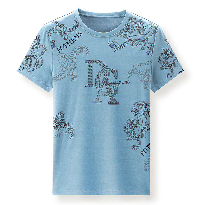 阿玛尼（ARMANI）高端男士桑蚕丝短袖t恤男2026夏季宽松真丝男装潮 黑色 4XL 190【建议190-210斤】