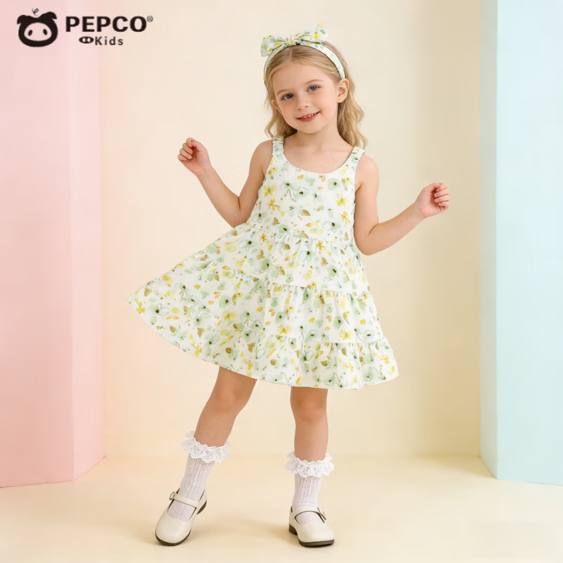 С�����ɣ�PEPCO��Ůͯ����ȹ�����ļ��¿��ȹ�ȼٷ纫���ͯ��������黨����ȹ ���ȹ-�������� 160 (��������140-150cm) 28.9Ԫ