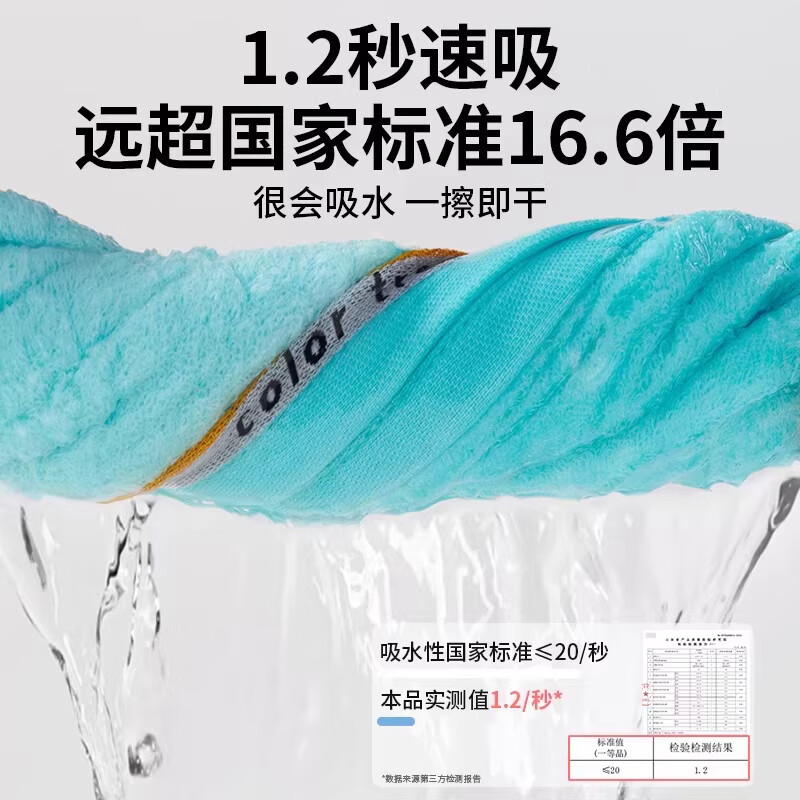金号A类100纯棉家用男女简约双拼色加厚柔软吸水品质毛巾 （100%新疆棉/A类标准）黄色2条